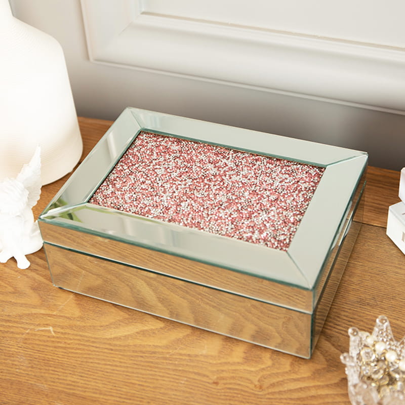 Kotak Barang Kemas Cermin Tersuai Penyusun Kotak Barang Kemas Wanita Dengan Kristal