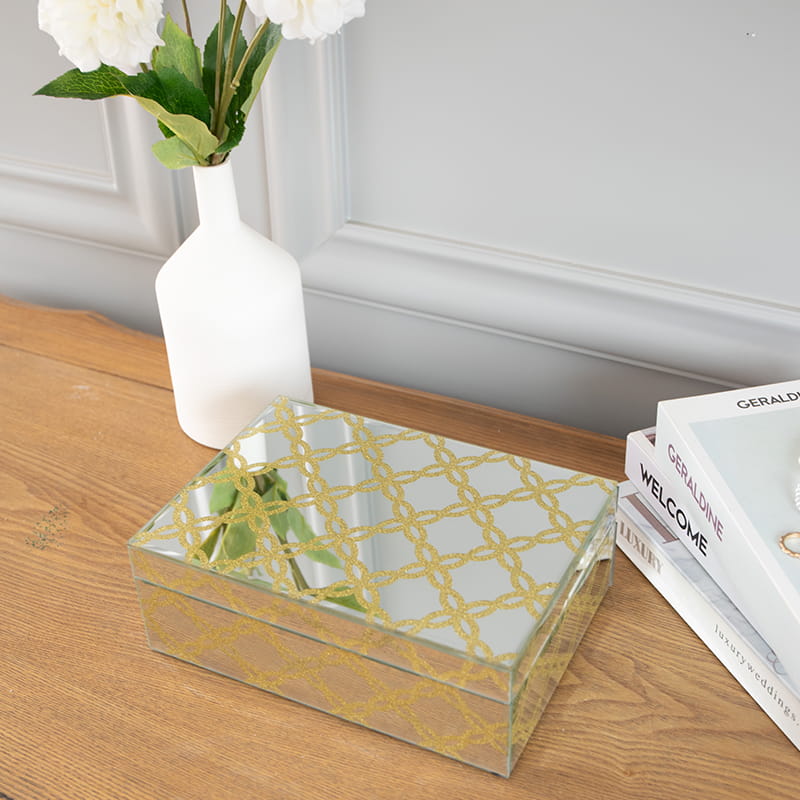 Kotak perhiasan cermin kaca dengan