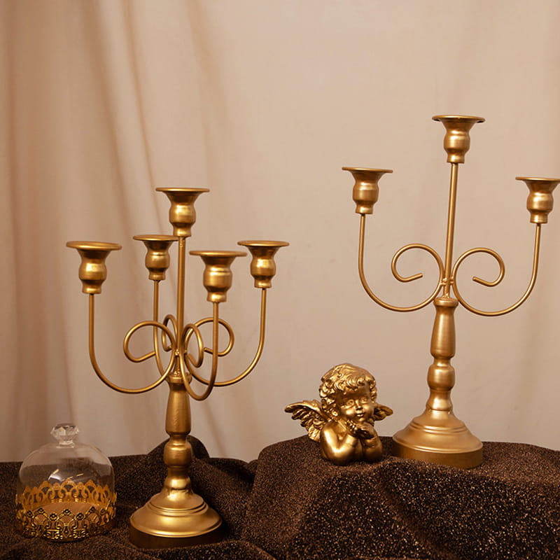 5-Candle Gold Metal Candle Stand Party Dinner Candelabra candlestick Untuk Perkahwinan Centerpiece