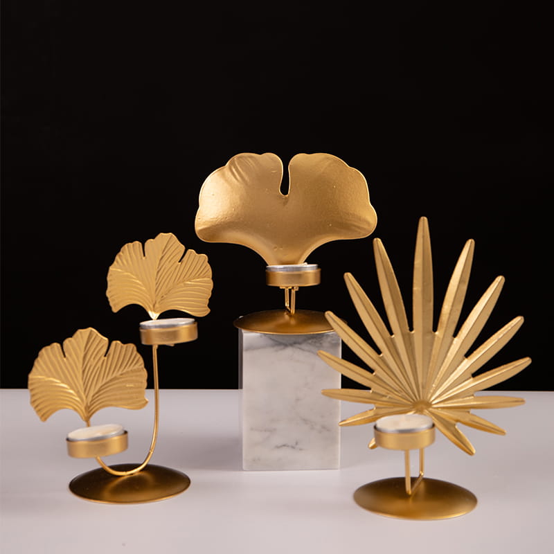 Pemegang Lilin Tealight Logam Berbentuk Daun Yang Berbeza Untuk Hiasan Perkahwinan atau Hiasan Rumah Setiap Hari