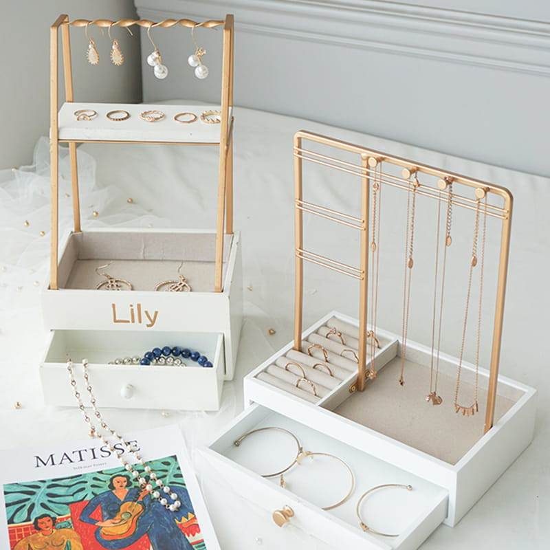 Pemegang Barang Kemas Buatan Tangan Tersuai, Penyimpanan Koleksi Barang Kemas, Penyusun Barang Kemas Anting-Anting Kalung Atas Meja